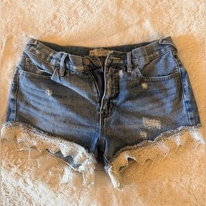 GUC Free People Denim Lace Trim Shorts